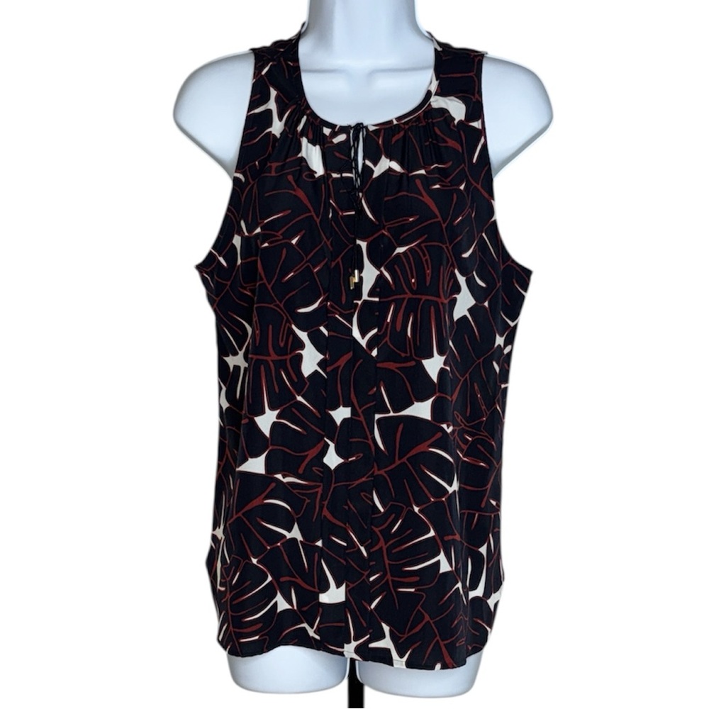 Ann Taylor Black and White Leaf Pattern Blouse